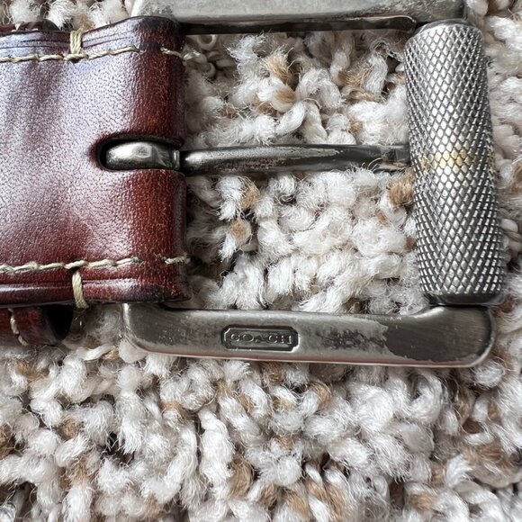 Vintage Coach Distressed Brown Leather Contrast Stitching Mens Belt 42" - Picture 13 of 15